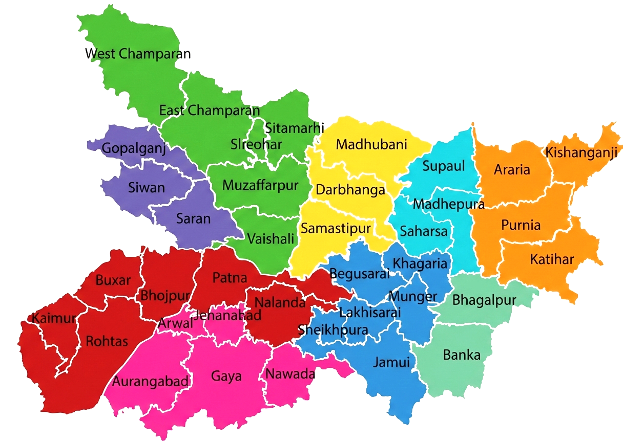 Divisions of Bihar map